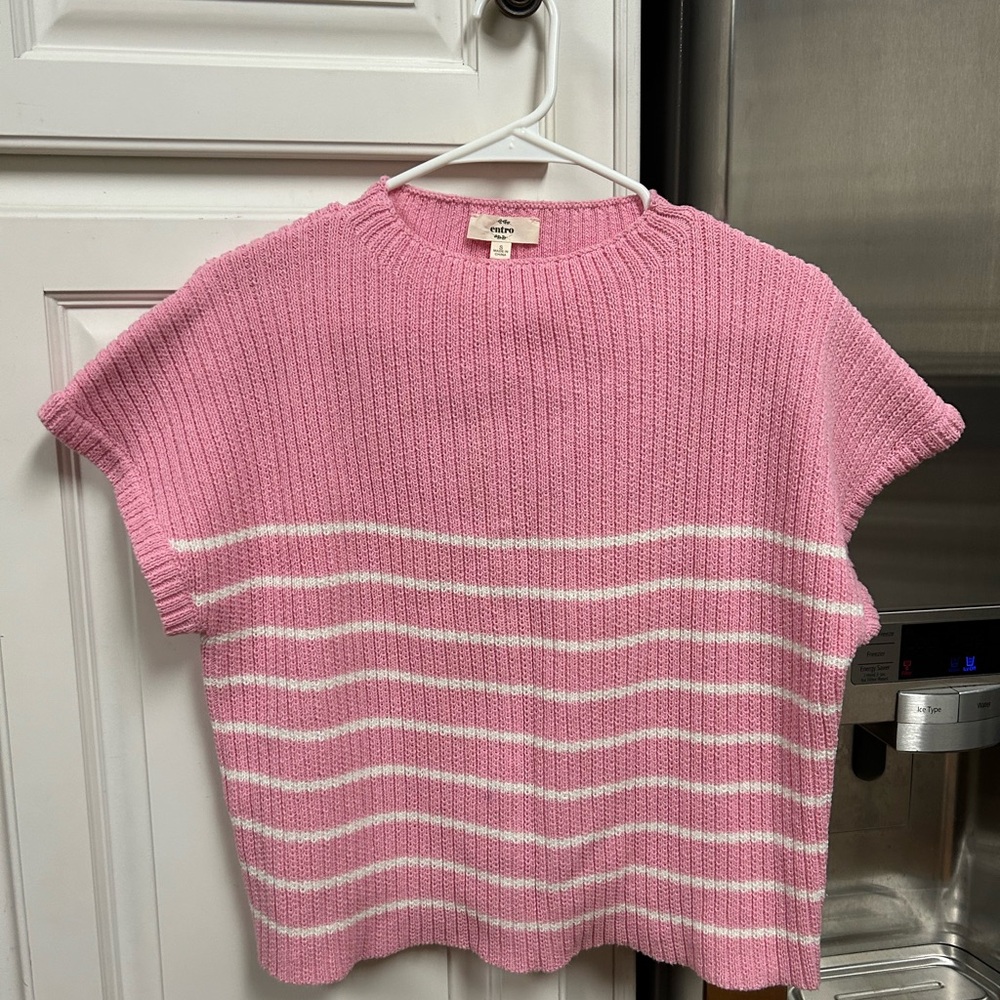 Entro Pink and White Striped Sweater